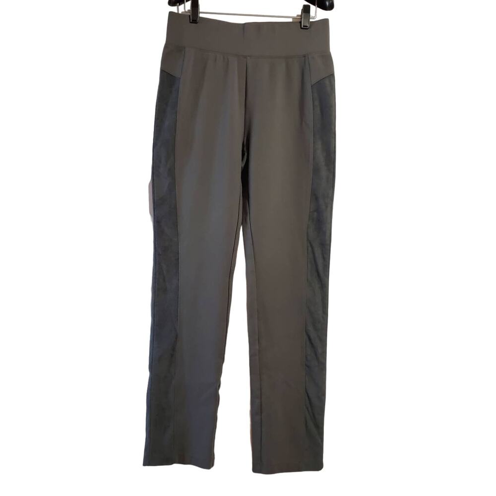 LOGO by Lori Goldstein Women's Faux Suede Side Stripe Gray Pull-On Pants Size S - Picture 2 of 9